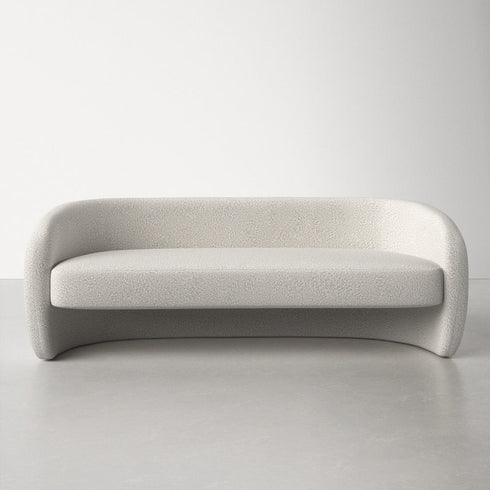 Patrice Velvet/White Boucle 3 Seater Sofa Round Curved Couch