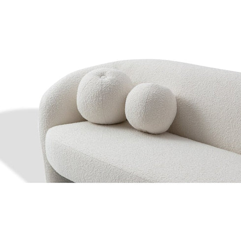 Patrice Velvet/White Boucle 3 Seater Sofa Round Curved Couch