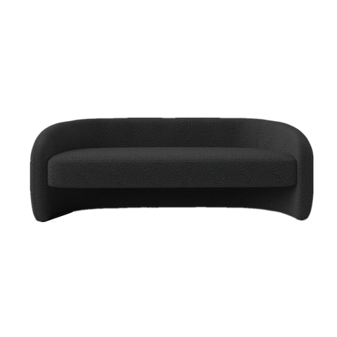 Patrice Velvet/White Boucle 3 Seater Sofa Round Curved Couch