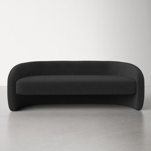 Patrice Velvet/White Boucle 3 Seater Sofa Round Curved Couch