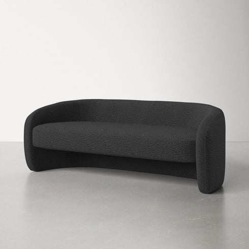 Patrice Velvet/White Boucle 3 Seater Sofa Round Curved Couch