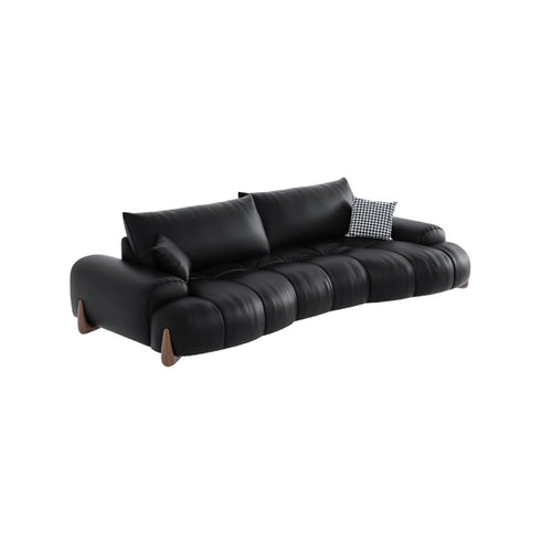 Patty Calf Leather Loveseat Sofa Puff Curved Couch