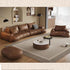Patty Calf Leather Loveseat Sofa Puff Curved Couch