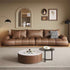 Patty Calf Leather Loveseat Sofa Puff Curved Couch