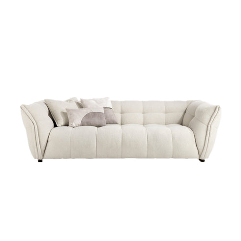 Rafer Boucle Fabric White 3 Seater Sofa Petal Shaped Couch