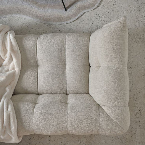 Rafer Boucle Fabric White 3 Seater Sofa Petal Shaped Couch