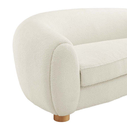 Rocky Boucle Upholstered 3 Seater Arm Sofa Round Shaped Couch
