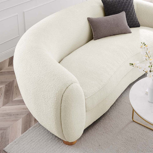 Rocky Boucle Upholstered 3 Seater Arm Sofa Round Shaped Couch