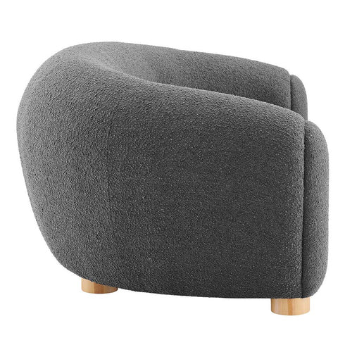 Rocky Boucle Upholstered 3 Seater Arm Sofa Round Shaped Couch