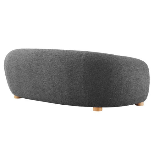 Rocky Boucle Upholstered 3 Seater Arm Sofa Round Shaped Couch