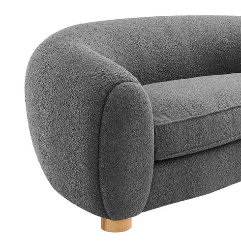 Rocky Boucle Upholstered 3 Seater Arm Sofa Round Shaped Couch