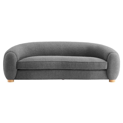 Rocky Boucle Upholstered 3 Seater Arm Sofa Round Shaped Couch