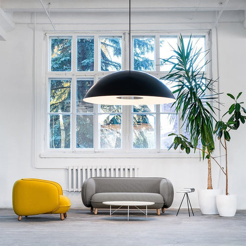 Royce Black Fabric Loveseat Sofa Round Shaped Couch