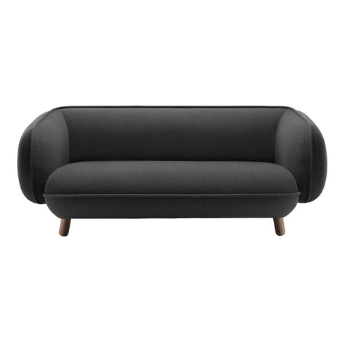 Royce Black Fabric Loveseat Sofa Round Shaped Couch