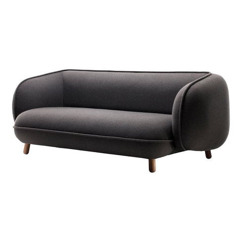 Royce Black Fabric Loveseat Sofa Round Shaped Couch