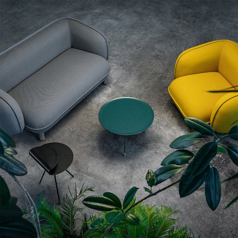 Royce Black Fabric Loveseat Sofa Round Shaped Couch