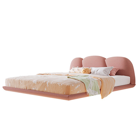 Ean Velvet Fabric Cloud Shape Headboard Floating Bed Frame