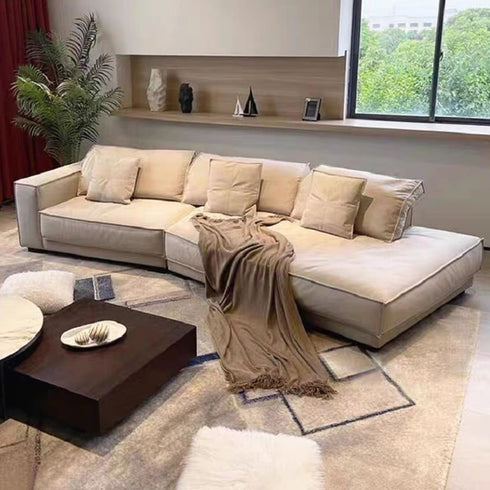 Scott Calf Leather Sectional Sofa 2-Piece Couch