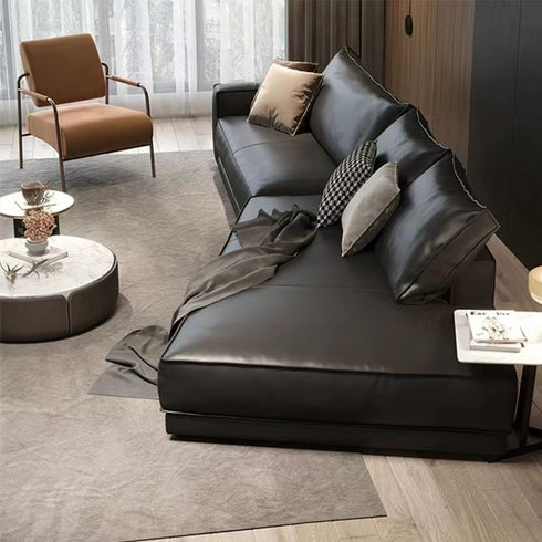 Scott Calf Leather Sectional Sofa 2-Piece Couch