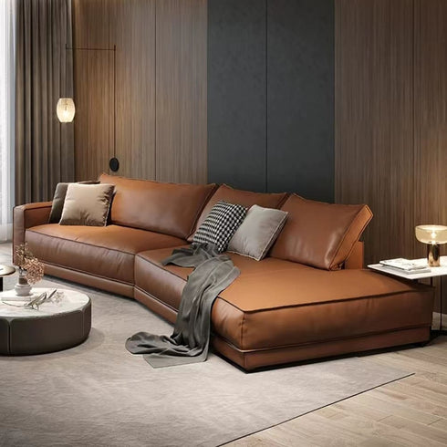 Scott Calf Leather Sectional Sofa 2-Piece Couch