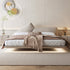 Melisa Shaped Headboard Modern Floating Suede Fabric Bed Frame