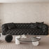 Simone Black Calf Leather 4 Seater Sofa Buckle Surface Couch
