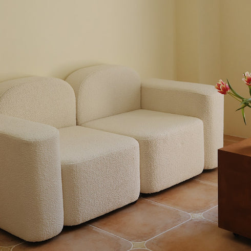 Skyla Velvet Loveseat Cube Sofa 2-Piece Couch