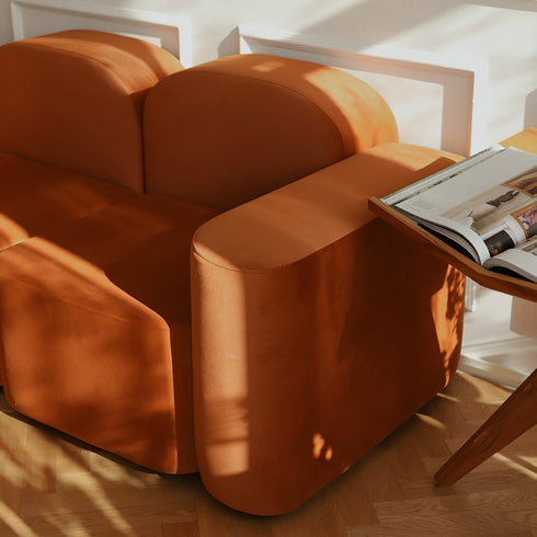 Skyla Velvet Loveseat Cube Sofa 2-Piece Couch