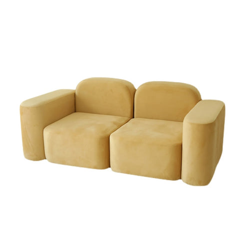 Skyla Velvet Loveseat Cube Sofa 2-Piece Couch