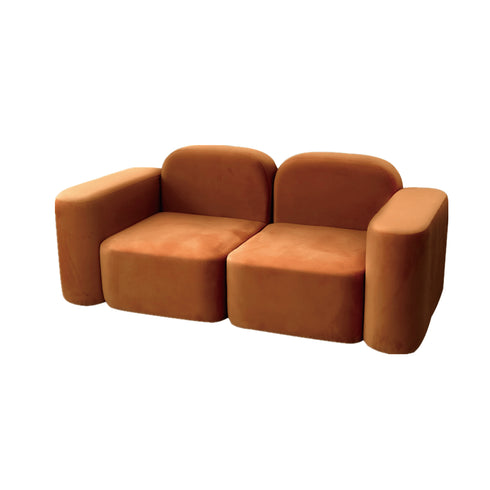 Skyla Velvet Loveseat Cube Sofa 2-Piece Couch