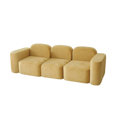 Skyla Boucle/Velvet 3 Seater Cube 3-Piece Couch