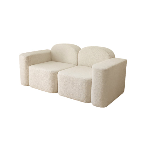 Skyla Velvet Loveseat Cube Sofa 2-Piece Couch