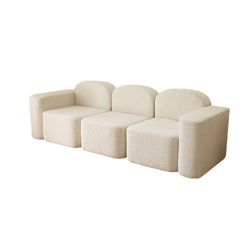 Skyla Boucle/Velvet 3 Seater Cube 3-Piece Couch