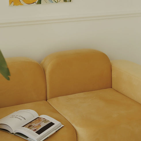 Skyla Velvet Loveseat Cube Sofa 2-Piece Couch