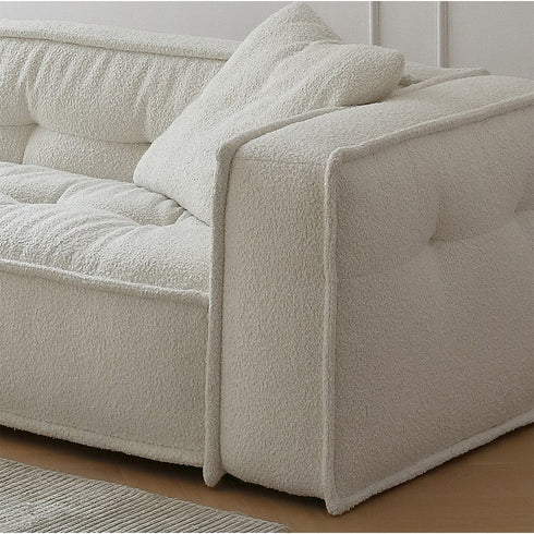 Sonia White Boucle Cube 3 Seater Sofa 2-Pieces Couch