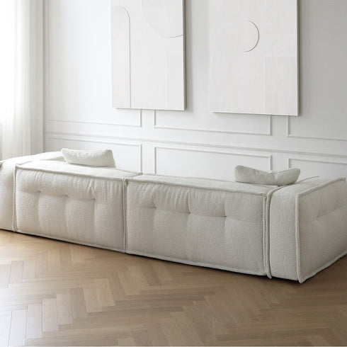 Sonia White Boucle Cube 3 Seater Sofa 2-Pieces Couch