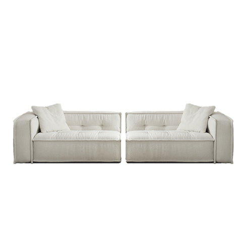 Sonia White Boucle Cube 3 Seater Sofa 2-Pieces Couch