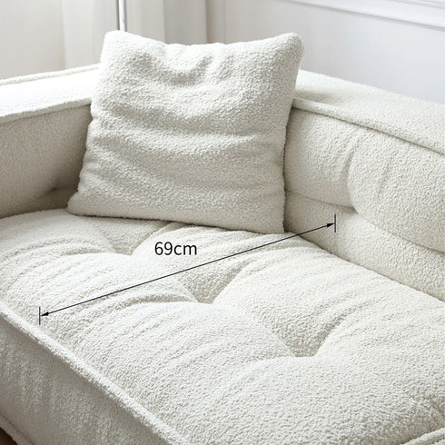 Sonia White Boucle Cube 3 Seater Sofa 2-Pieces Couch