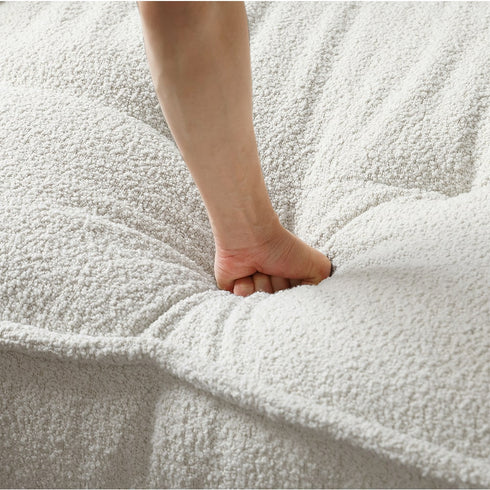 Sonia White Boucle Cube 3 Seater Sofa 2-Pieces Couch