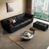Tatami Black Calf Leather 3 Seater Sofa Pleated Shaped Armrest Couch