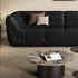 Tatami Black Calf Leather 3 Seater Sofa Pleated Shaped Armrest Couch