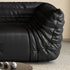 Tatami Black Calf Leather 3 Seater Sofa Pleated Shaped Armrest Couch