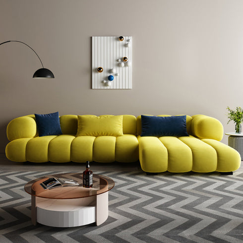 Temo Luxury Velvet Sectional Sofa With Chaise Lounge Couch