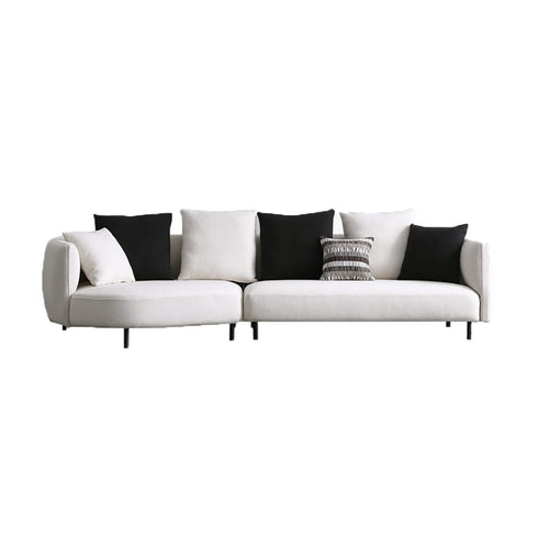 Tino White Round Shaped Boucle Corner Sofa Sectional Couch with Pillows