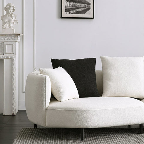 Tino White Round Shaped Boucle Corner Sofa Sectional Couch with Pillows
