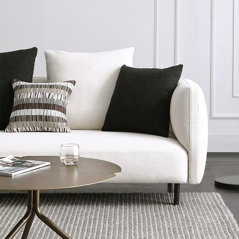 Tino White Round Shaped Boucle Corner Sofa Sectional Couch with Pillows