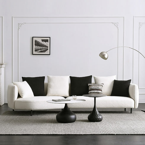 Tino White Round Shaped Boucle Corner Sofa Sectional Couch with Pillows