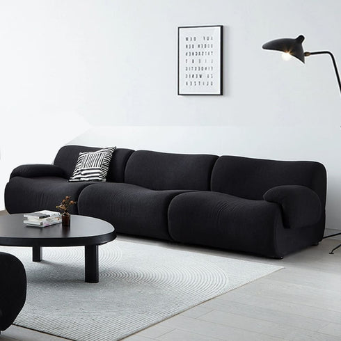 Walton Black Boucle 3 Seater Sofa 3-Piece Couch