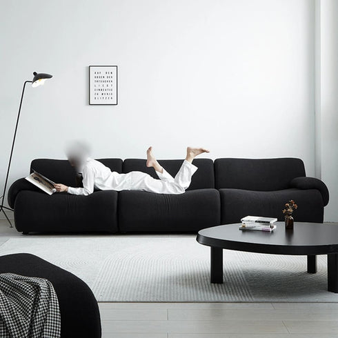 Walton Black Boucle 3 Seater Sofa 3-Piece Couch