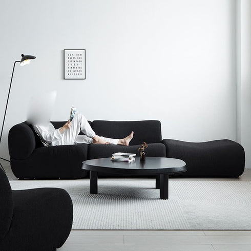 Walton Black Boucle 3 Seater Sofa 3-Piece Couch